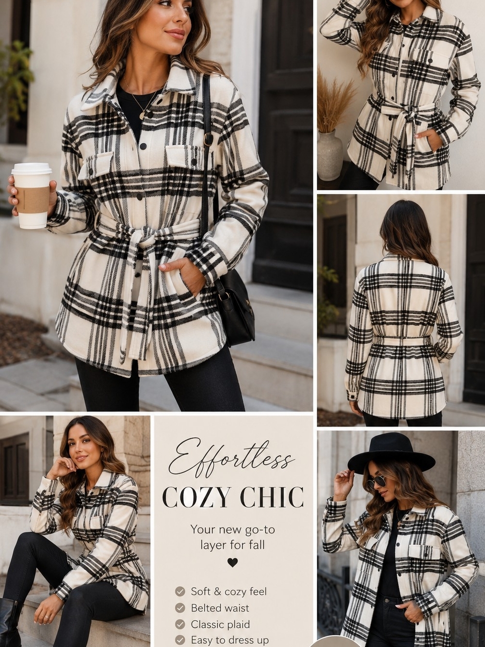 🖤✨NWOT Laundry by Shelli Segal Plaid Belted Shack Jacket SP